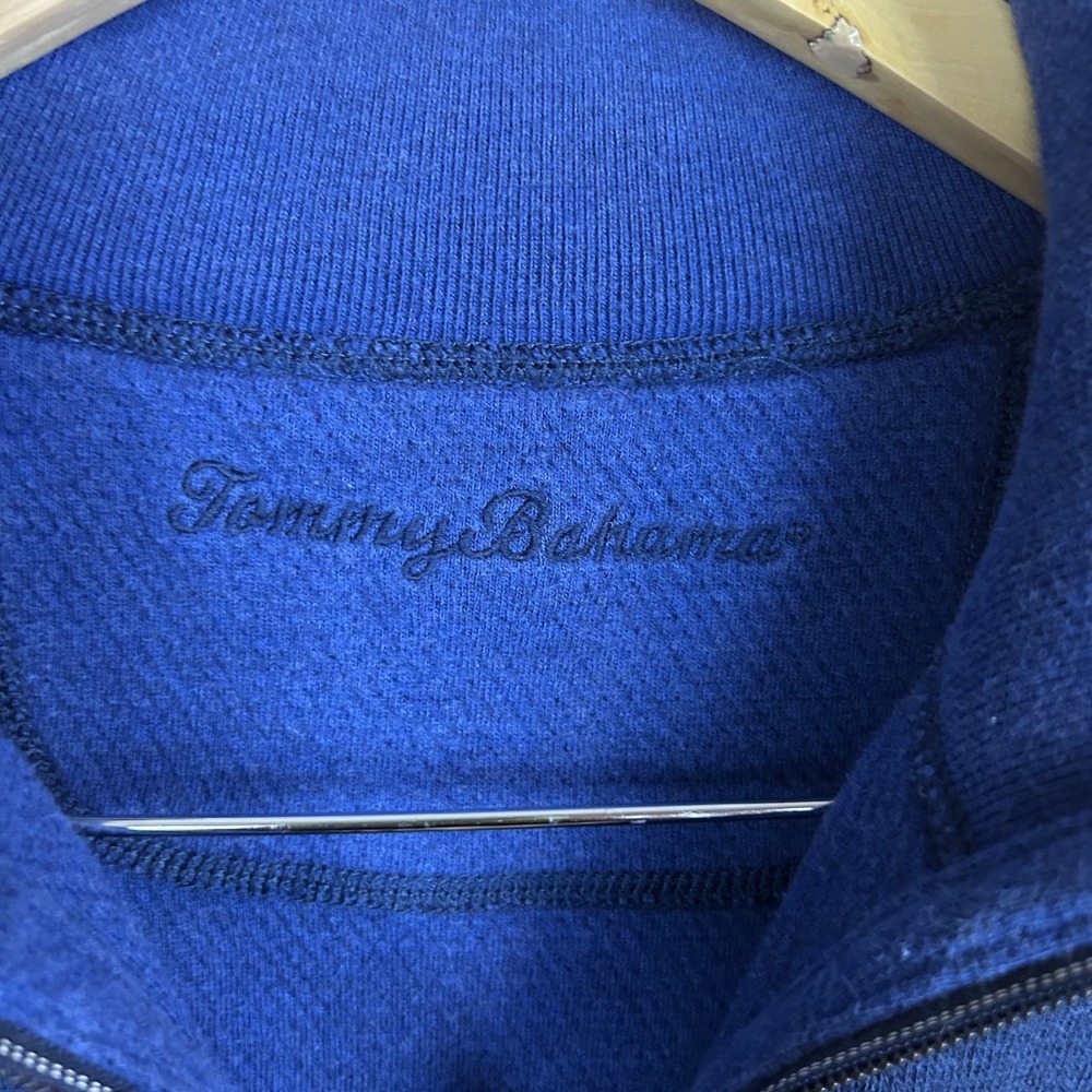 Tommy Bahama Men's Sweater 1/4 Zip Sweater Navy Blue Preppy Casual Outdoors - L - Picture 6 of 14
